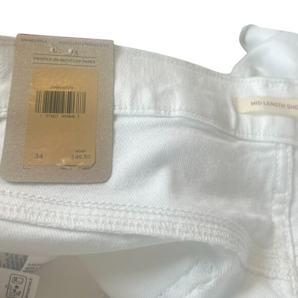 Women's NWT Levi's Mid Length White Denim Shorts Size 34 - Picture 6 of 6